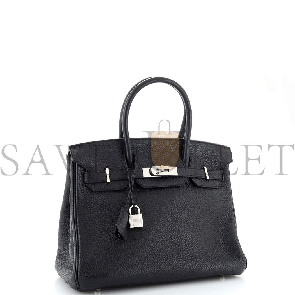 H**mes birkin handbag noir clemence with palladium hardware 30 251787 (30cm)